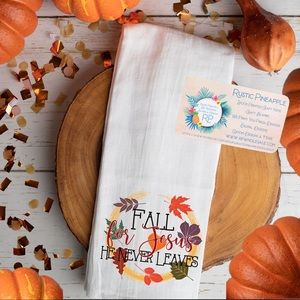 Fall for Jesus He Never Leaves Waffle Towel